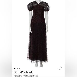 Self-Portrait Black and Red Polka Dot Maxi Dress